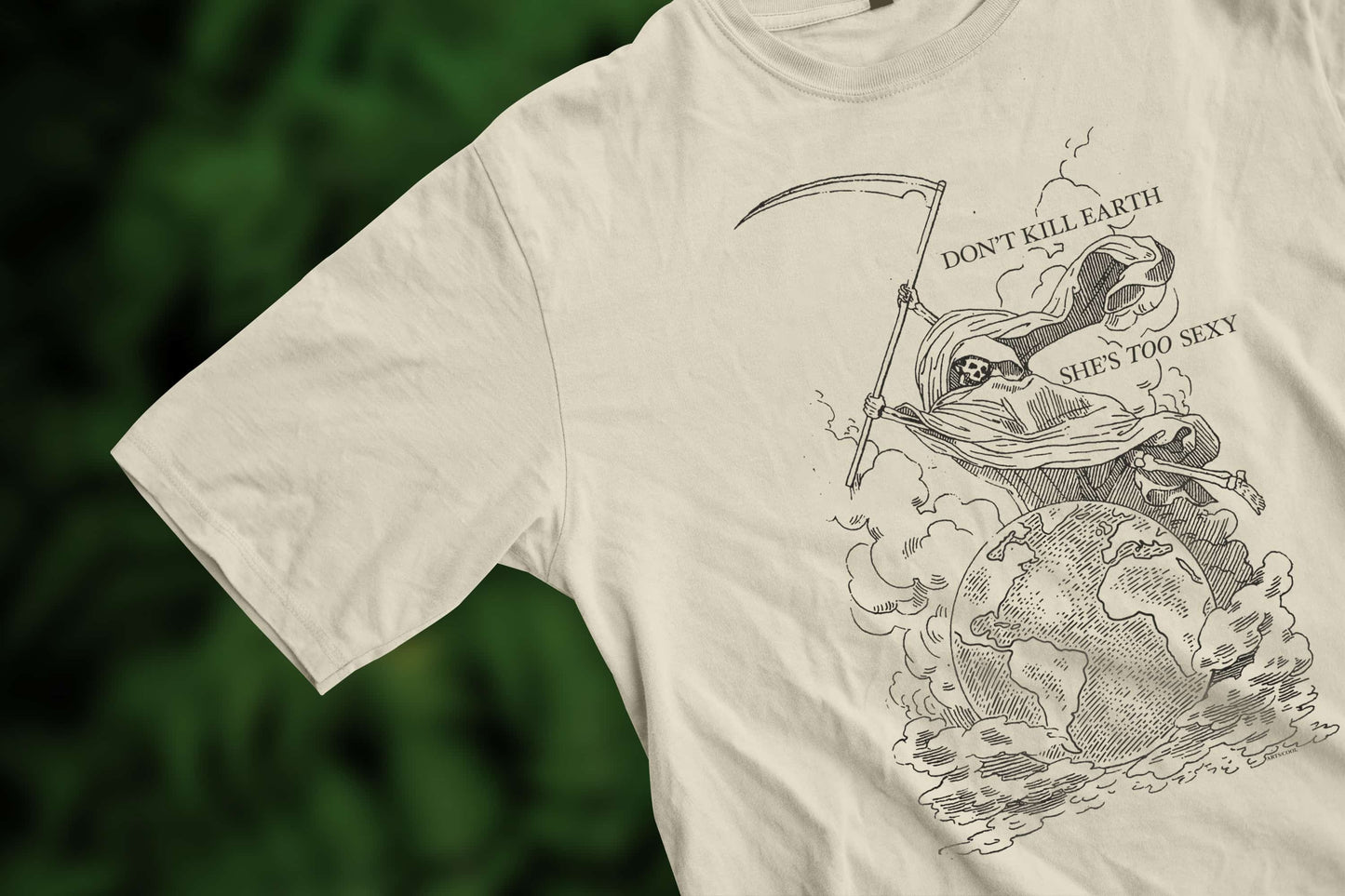 Sheβs Too Sexy Organic Unisex Classic T-Shirt Natural Closeup