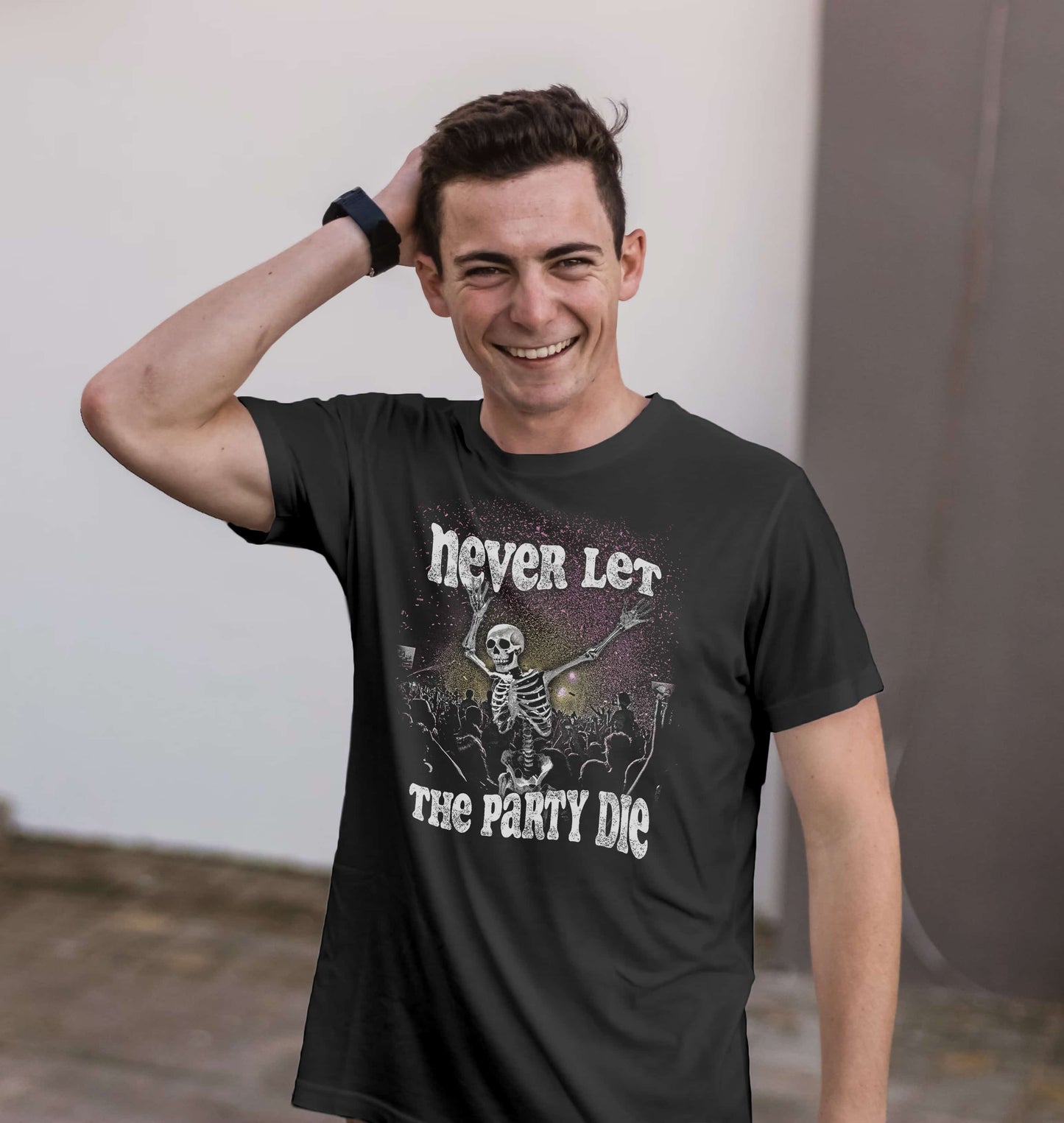 Never Let the Party Die Organic Unisex Classic T-Shirt Black Male